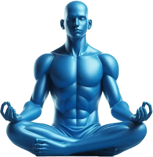 3d blue meditating man